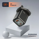 Porodo Dual-Port | Digital Display Quick Charger (with C to C - C to L Cable) - Black-3.webp